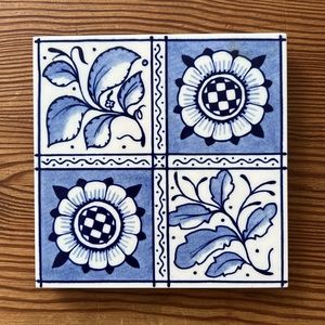Arts & Crafts TileTrivet in Blue & White by William Morris